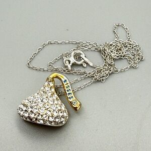 Hershey's Kisses Crystal Pendant Necklace Sterling Silver Chain WTJ China 925